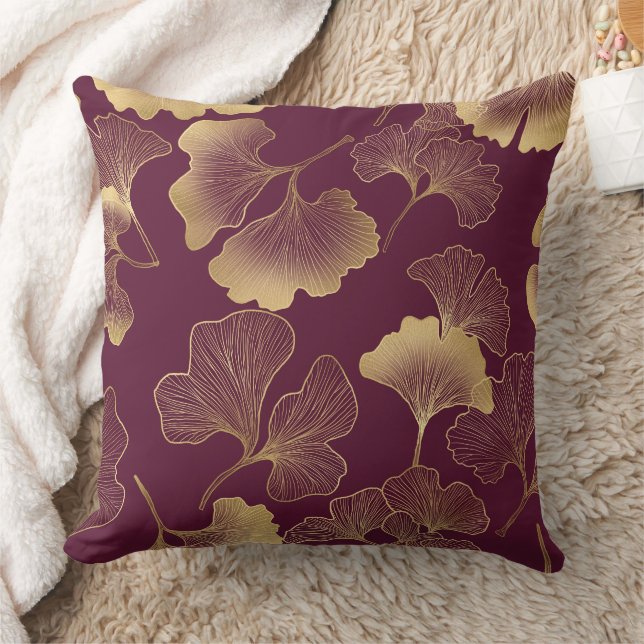 Almofada Padrão de Folha de Ginkgo Dourado de Outono (Cobertor)