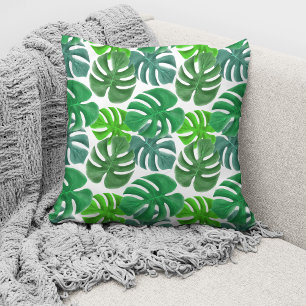 Almofada Padrão de Folha de Queijo Suiço Verde Monstera D