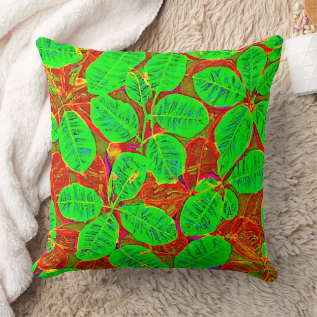 Almofada Padrão de Folha Verde Lush (Cobertor)