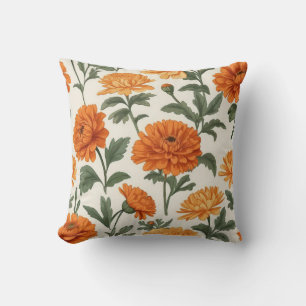 Almofada Padrão de Folhagem Dourado Laranja do Autumn Marig