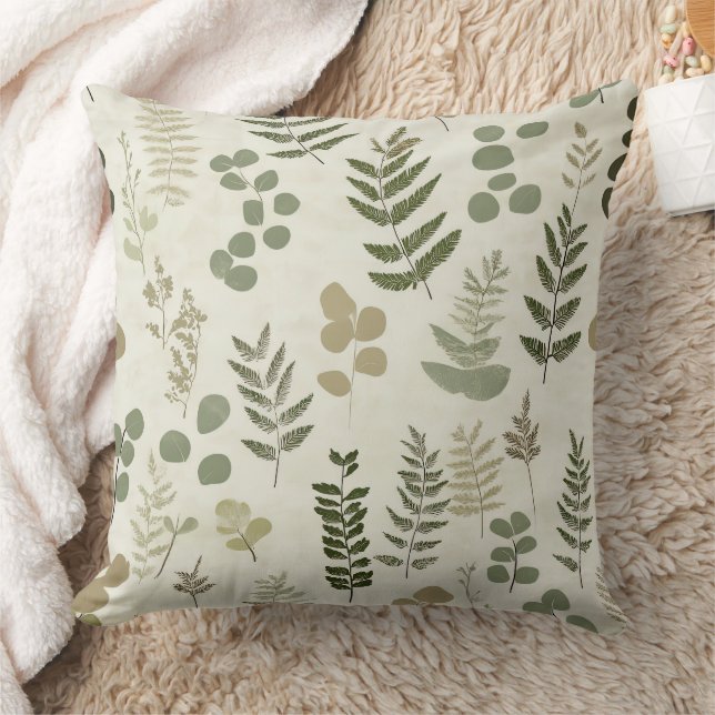 Almofada Padrão de Folhas Botânicas Prensadas – Impressão d (Cobertor)
