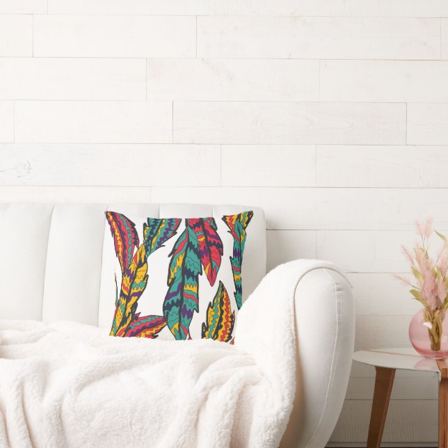 Almofada padrão de folhas coloridas de vassoura (Sofá)