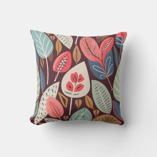 Almofada Padrão de Folhas de abstrato (Frente)