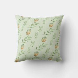 Almofada Padrão de Folhas de Aquarela Moderna Elegante VERD