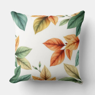 Almofada Padrão de folhas decorativas aquarela elegante