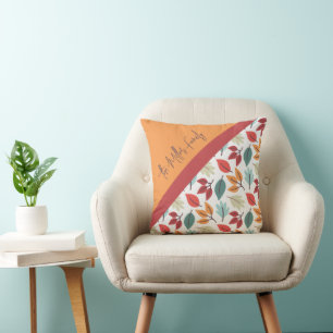 Almofada Padrão de folhas personalizadas do outono feliz