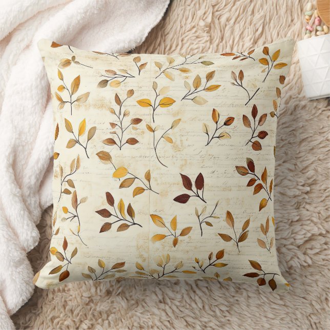 Almofada Padrão de Folhas Prensadas Rústicas – Botânica de  (Cobertor)