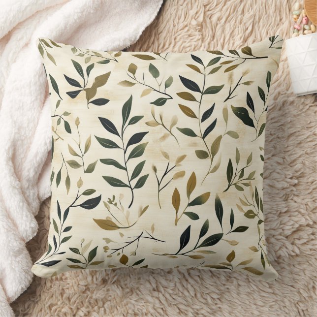 Almofada Padrão de Folhas Prensadas Rústicas – Botânica de  (Cobertor)
