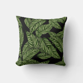 Almofada Padrão de Folhas Tropicais