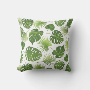 Almofada Padrão de Folhas Tropicais na moda Verde