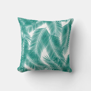 Almofada Padrão de Folhas Tropicais Verdes