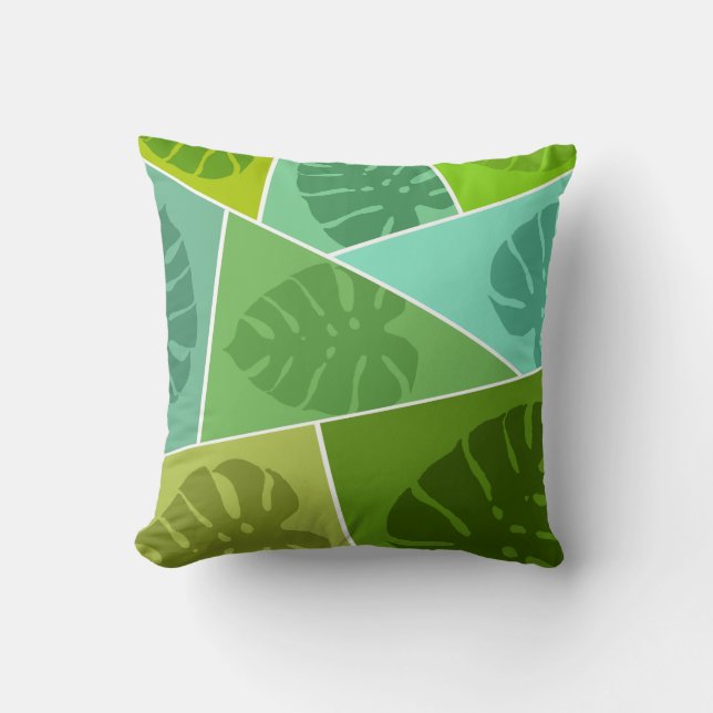 ALMOFADA PADRÃO DE FOLHAS VERDES TROPICAIS (Frente)