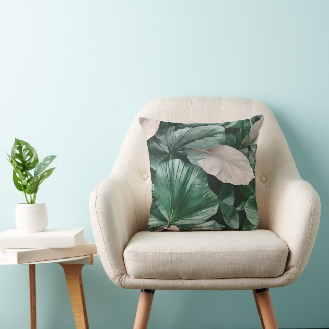 Almofada Padrão de Folheto Grande Escuro (Cadeira)