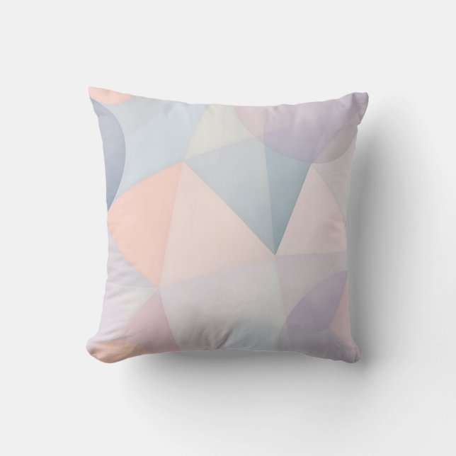 Almofada Padrão de Formas Geométricas de Pastel Suave (Frente)