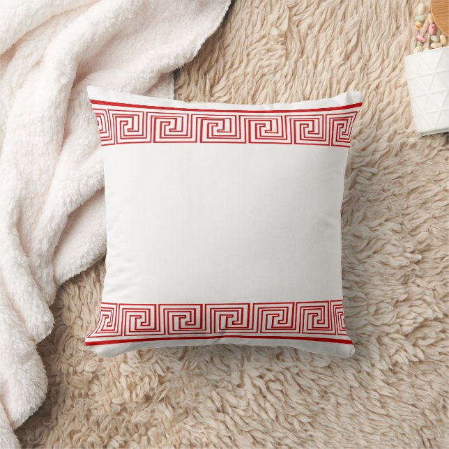 Almofada Padrão de Friso Grego Vermelho (Cobertor)
