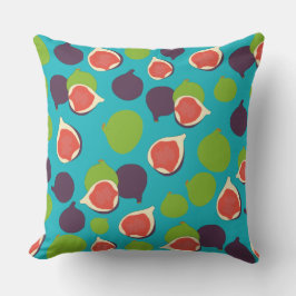 Almofada Padrão de Fruta de Verão da Fig Mediterrânica