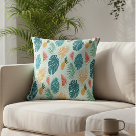 Almofada Padrão de Frutas Tropicais Decorativo