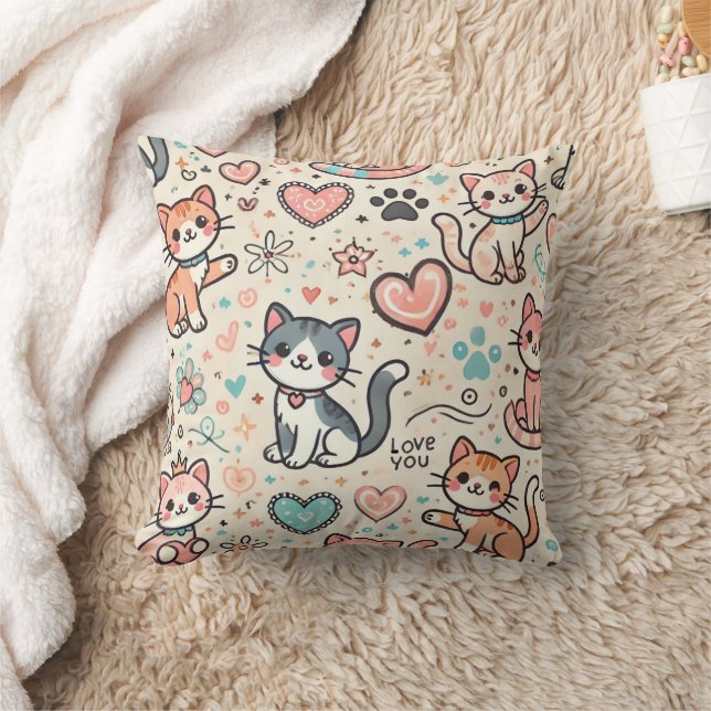 Almofada Padrão de Gatinho Fofo (Cobertor)