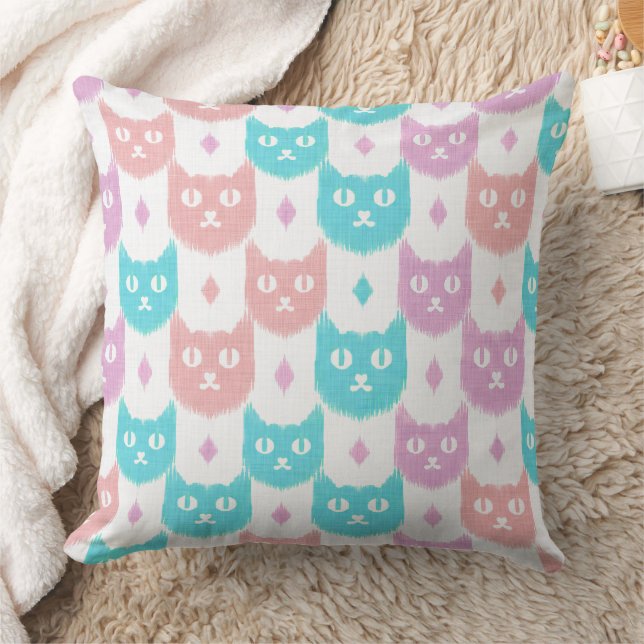 Almofada padrão de gato ikat pastel (Cobertor)
