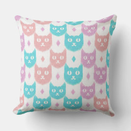 Almofada padrão de gato ikat pastel