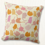 Almofada Padrão de Gato Moderno Rosa Laranja<br><div class="desc">Diversão do padrão moderno de gatinhos em rosa e laranja num fundo creme. Arte original de Nic Squirrell.</div>