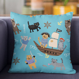 Almofada Padrão de Gato Pirata para Crianças Meninas e Meni