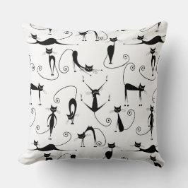 Almofada Padrão de Gato Preto Magro Caprichoso