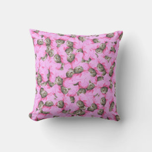 Almofada Padrão De Gato Rosa Engraçado