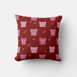 Almofada Padrão de Gato Rosa Fofo para Decoração de Casa de