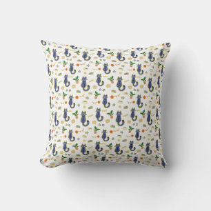 Almofada Padrão de Gatos de Cuta de Aquarela
