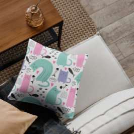 Almofada Padrão de Gatos Frescos