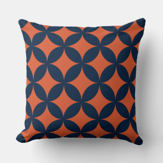 Almofada Padrão de Geometria Laranja Azul