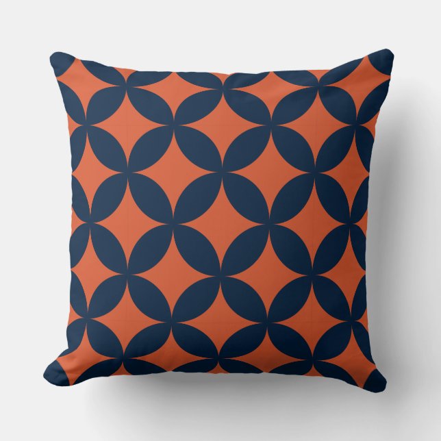 Almofada Padrão de Geometria Laranja Azul (Frente)