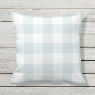 Almofada Padrão de Gingham Azul e Branco pálido verificad