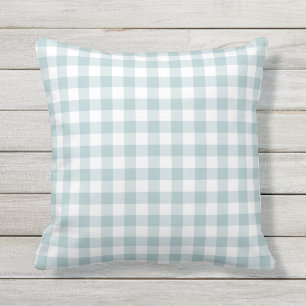 Almofada Padrão de Gingham Azul e Branco Verificado