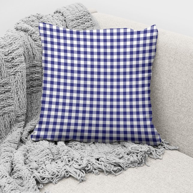 Almofada Padrão de Gingham Azul Moderno (Criador carregado)