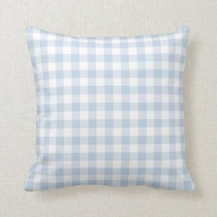 Almofada Padrão de Gingham Branco e Azul Pastel