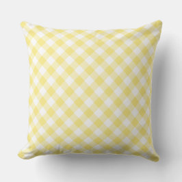 Almofada Padrão de Gingham de Verificação Diagonal Amarelo-