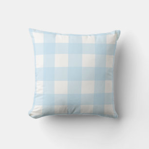 Almofada Padrão de Gingham Extra Grande e Azul Bebê.