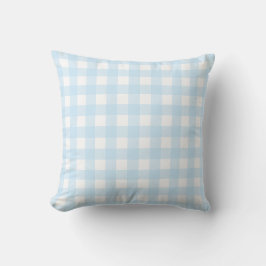 Almofada Padrão de Gingham Grande e Azul-Bebê.