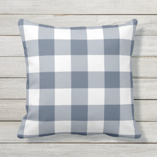 Almofada Padrão de Gingham marinho Azul e Branco verificad