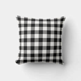 Almofada Padrão de Gingham Preto e Branco