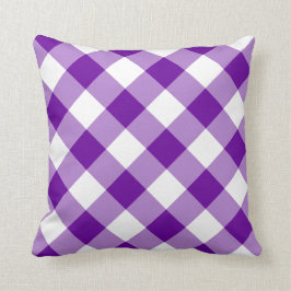 Almofada Padrão de Gingham Púrpura e Branca