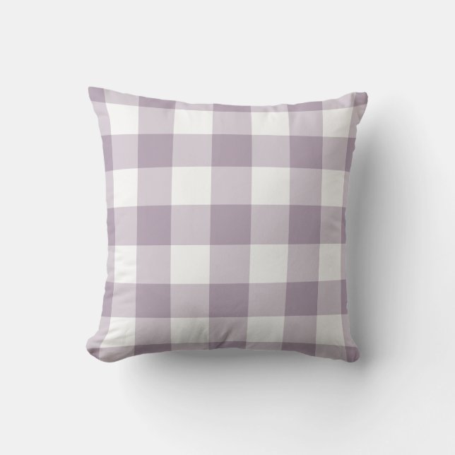 Almofada Padrão de Gingham roxo e branco verificado (Frente)