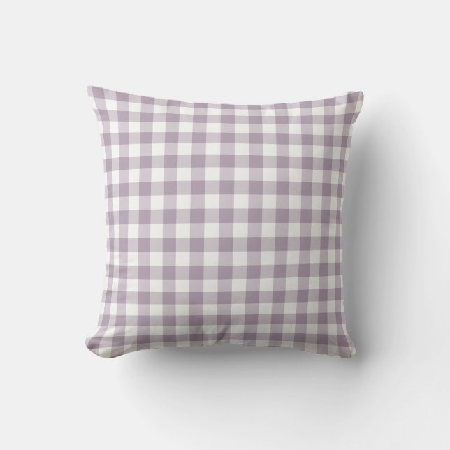 Almofada Padrão de Gingham roxo e branco verificado (Frente)