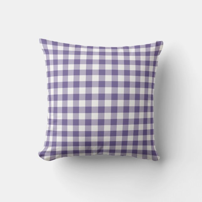 Almofada Padrão de Gingham Roxo Ultra Violeta Verificado (Frente)
