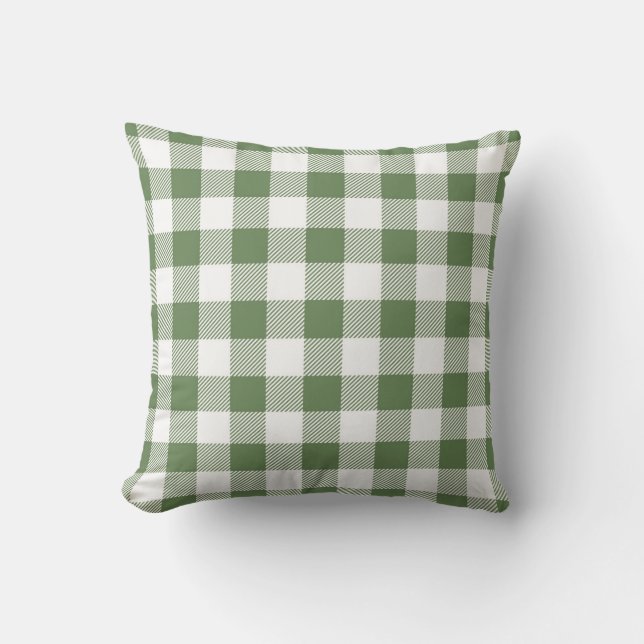 Almofada Padrão de Gingham Verde (Frente)