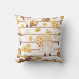 Almofada Padrão de Gnomo do Jardim do primavera Honey