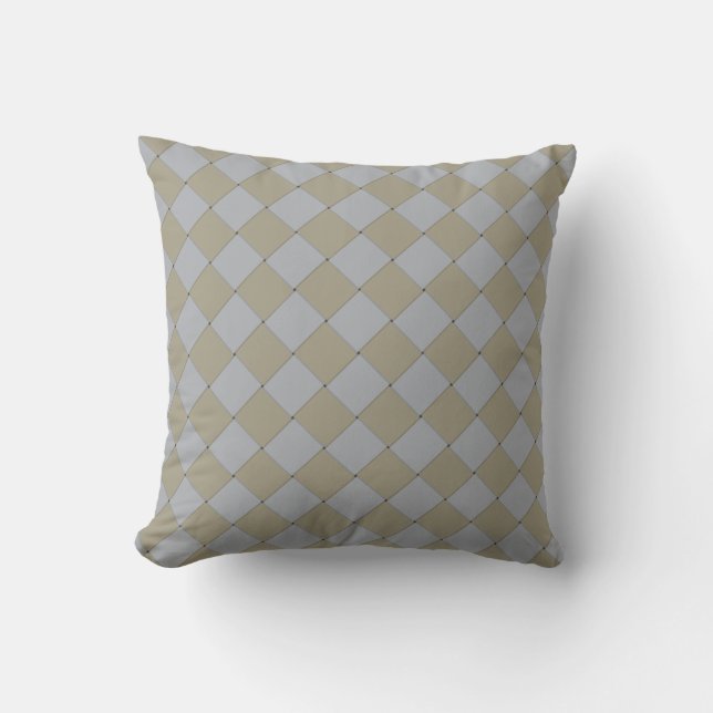 Almofada Padrão de Gráfico Diagonal Dourado e Prateado Teci (Frente)