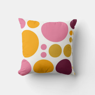 Almofada Padrão de grandes bolinhas Marrom-rosa amarelo